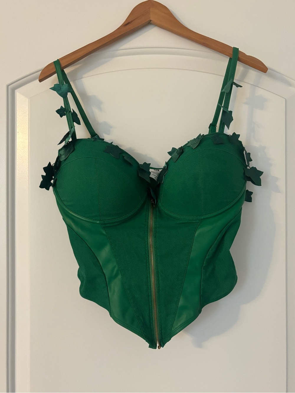 DC Comics Poison Ivy Cosplay Corset Bustier Top Green Zipper Spirit Halloween XL